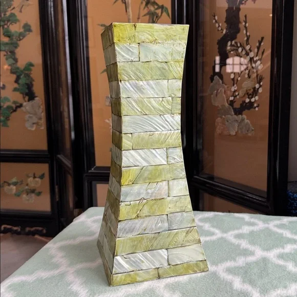 Vietnam mother of pearl overlay bamboo vase National Geographic - Picture 5 of 11